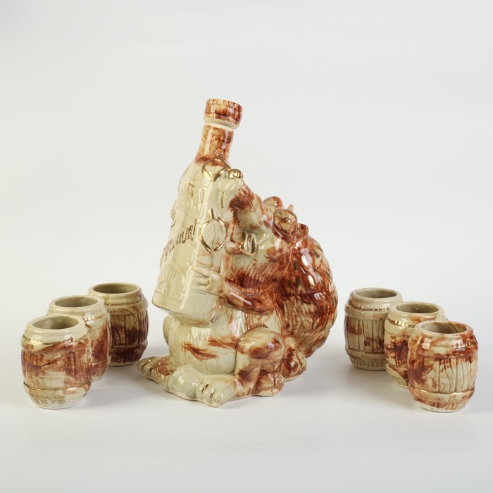 Коньячный набор "Водка белочка" 7 предметов,  0,9 л глянец