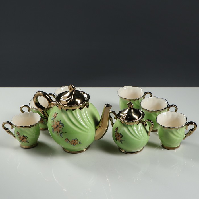 Чайный набор "Орфей", 9 предметов, салатовый