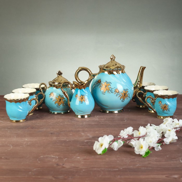 Чайный набор "Орфей", 9 предметов, голубой