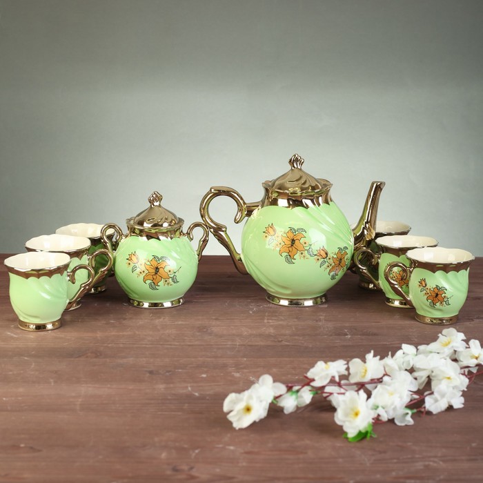 Чайный набор "Орфей", 8 предметов, салатовый