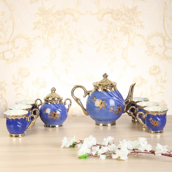 Чайный набор "Орфей", 8 предметов, синий
