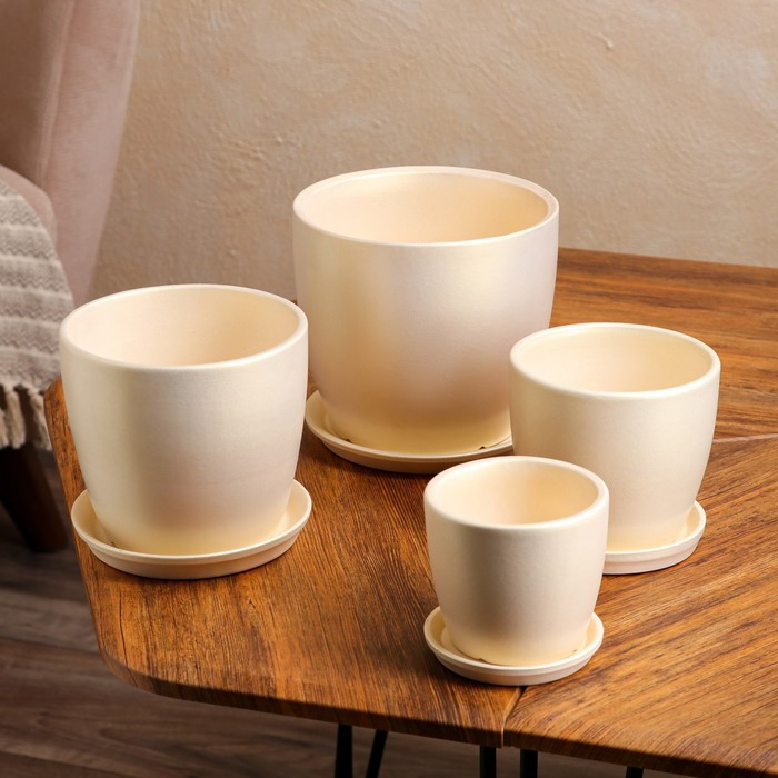 Цветочный горшок набор из 4-х предметов "Осень" перламутр 3л/2л/1л/0,5л