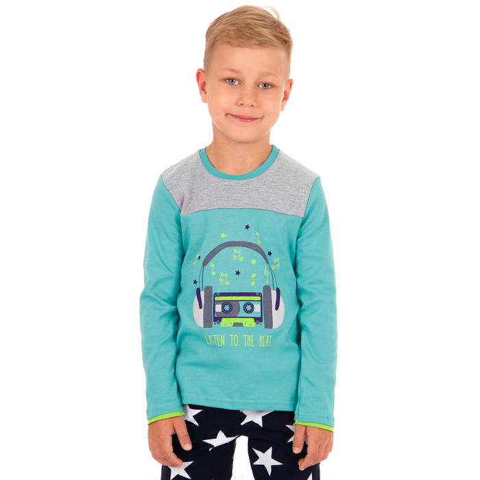 Джемпер для мальчика "Импульс", рост 98 см (52), цвет бирюзовый/серый ПДД131067