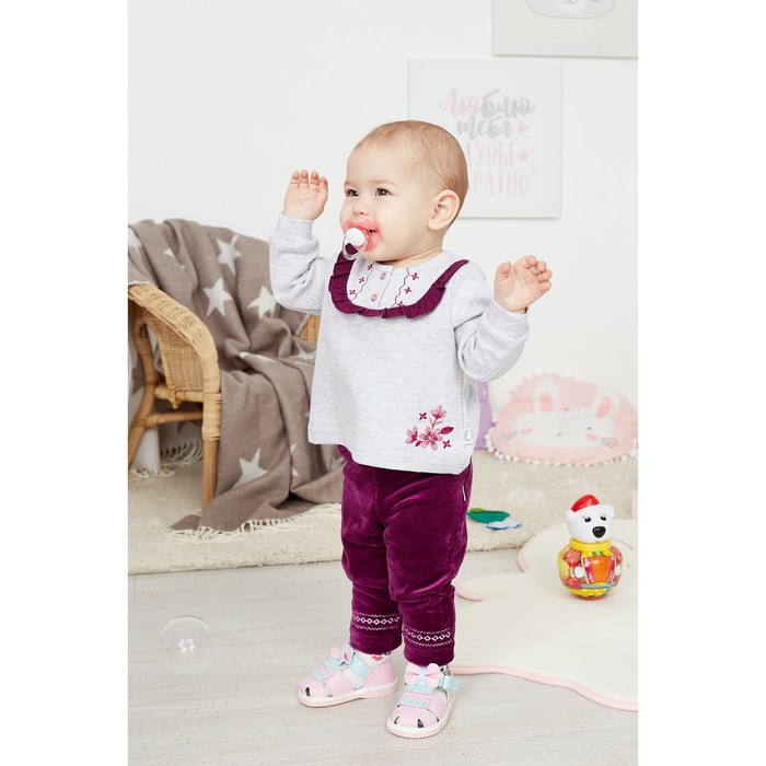 Джемпер для девочки "Клюква в сахаре", рост 74 см (48), цвет светло-серый