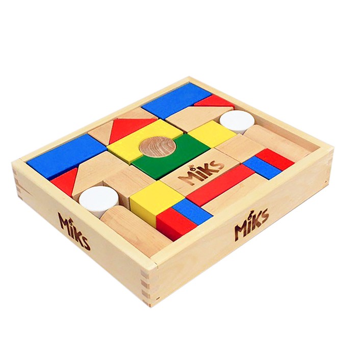 Конструктор "Блоки 3", 28 деталей, частично окрашенные