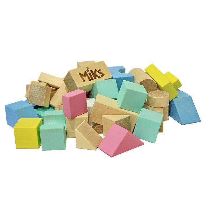 Конструктор "Блоки", 46 деталей, частично окрашенные