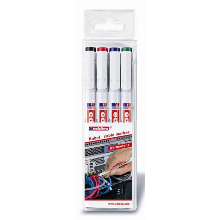 Набор маркеров для кабеля Edding E-8407/S 4 цвета 0.3 мм