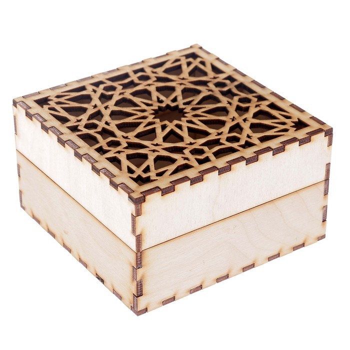 Шкатулка из фанеры для декора "С резной съемной  крышкой" 11,5х6х11,5 см