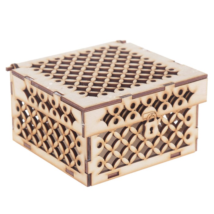 Шкатулка из фанеры для декора "С замочком" 11,5х6,5х11,5 см