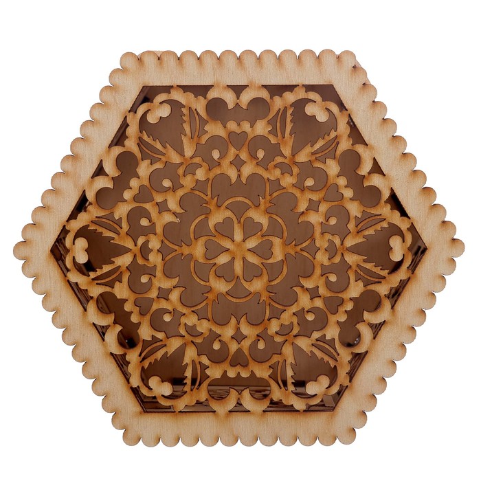 Шкатулка из фанеры для декора "Резная шестигранная" 17х9х17 см