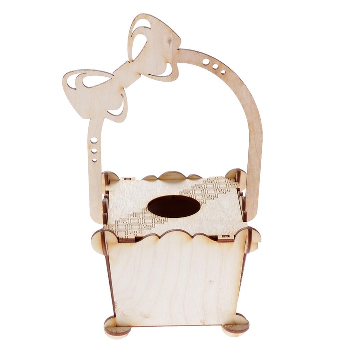 Конфетница для декора "С бантом" из фанеры, 12,5х24х12,5 см