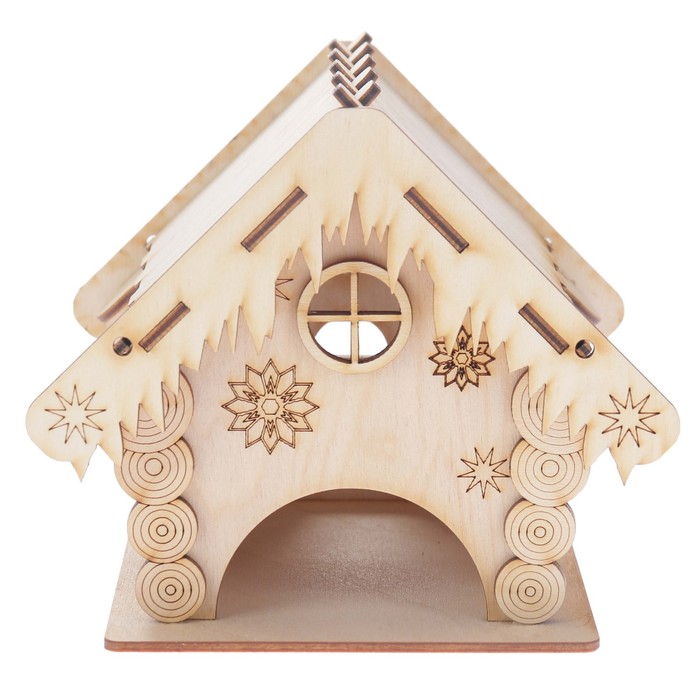 Чайный домик из фанеры "Зимний домик" 16,5х16х12,5 см (ЧД 00-16)