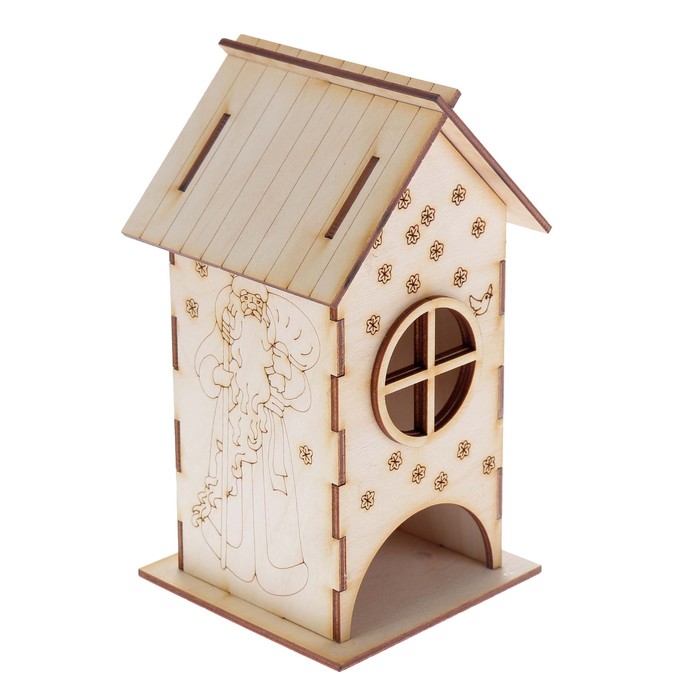 Чайный домик из фанеры "С Новым годом!" 10х18х10 см (ЧД 00-23)