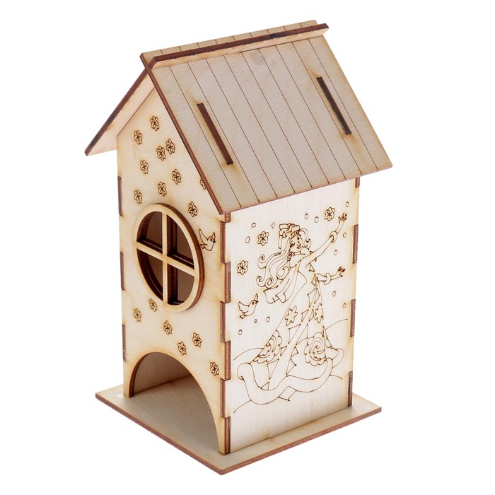 Чайный домик из фанеры "С Новым годом!" 10х18х10 см (ЧД 00-23)
