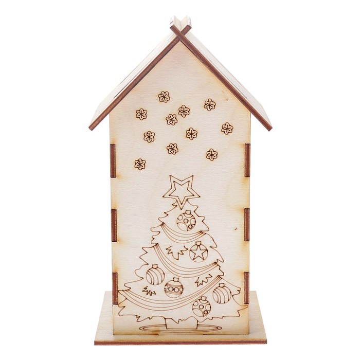 Чайный домик из фанеры "С Новым годом!" 10х18х10 см (ЧД 00-23)