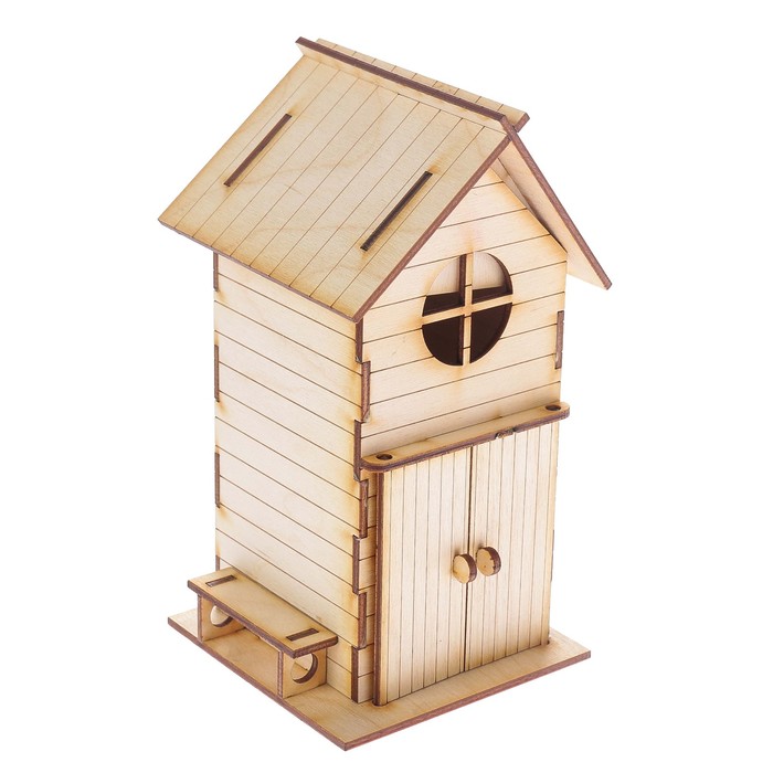 Чайный домик из фанеры "С лавочкой" 10х18х10см (ЧД 00-24)