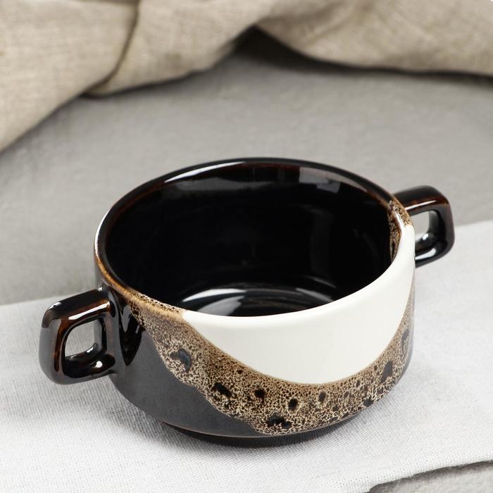 Бульонница 0,35 л, капля чёрно-белая