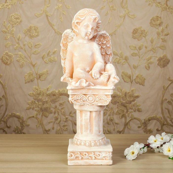 Статуэтка "Ангел на колонне" под камень, цвет песочный
