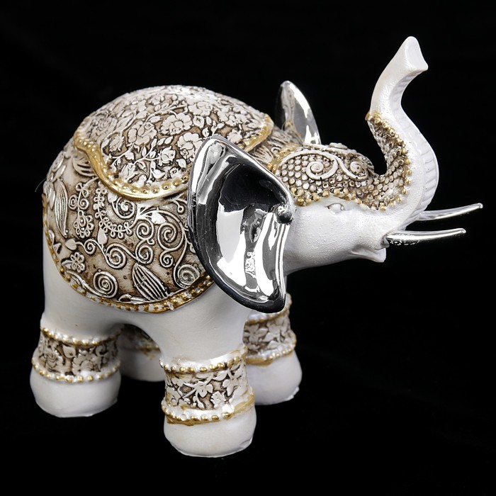 Сувенир полистоун "Индийский слон в попоне с узорами" 13х14,8х7,3 см