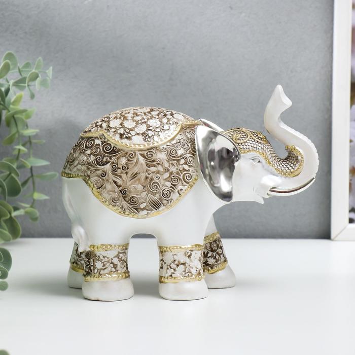 Сувенир полистоун "Индийский слон в попоне с узорами" 16х20х9 см