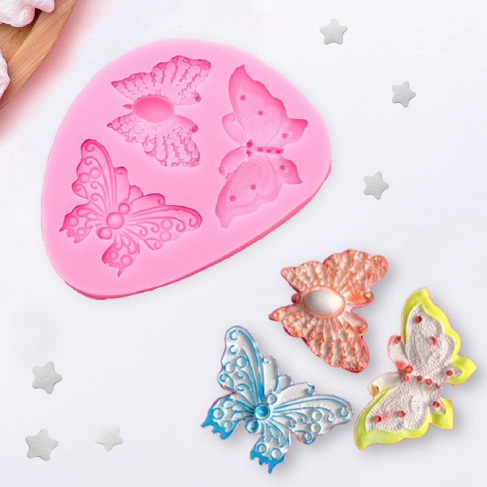 Молд 10х7х1,2 см "Бабочки", цвет розовый