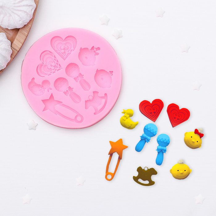 Молд 8,7х9х1 см "Близнецы", розовый