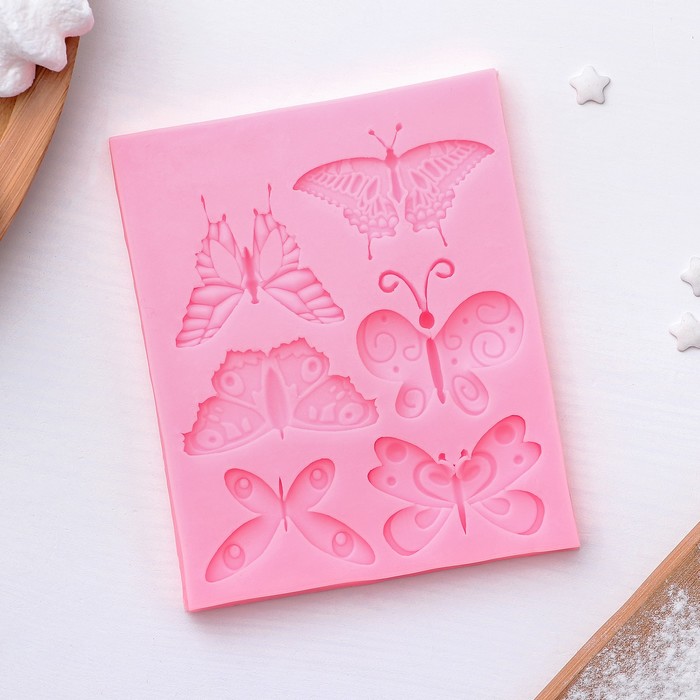 Молд 11х9х0,5 см "Бабочки", цвет розовый