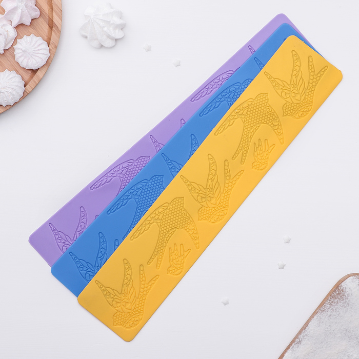 Коврик для айсинга 38,5х8 см "Ласточки", цвета МИКС