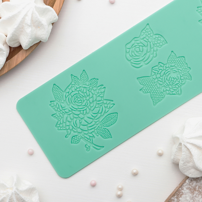 Коврик для айсинга 38,5х8 см "Розы", цвета МИКС