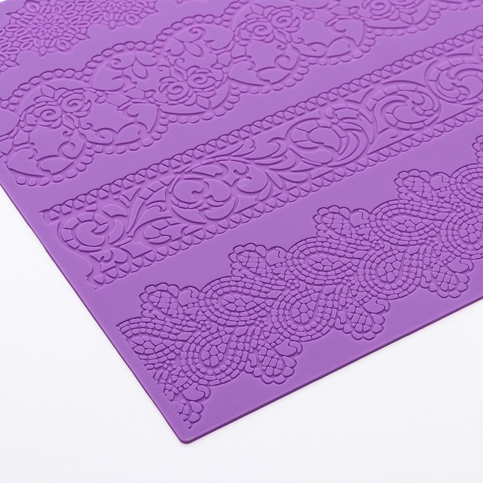 фото Силиконовый коврик для айсинга доляна «восхищение», 39,5×27,5 см, цвет сиреневый