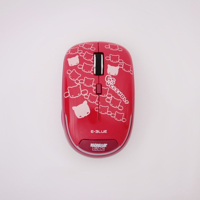 Мышь E-Blue Monster Babe Беспроводная, красная, Blue Wave сенсор, 800/1480 DPI, 6кн, USB