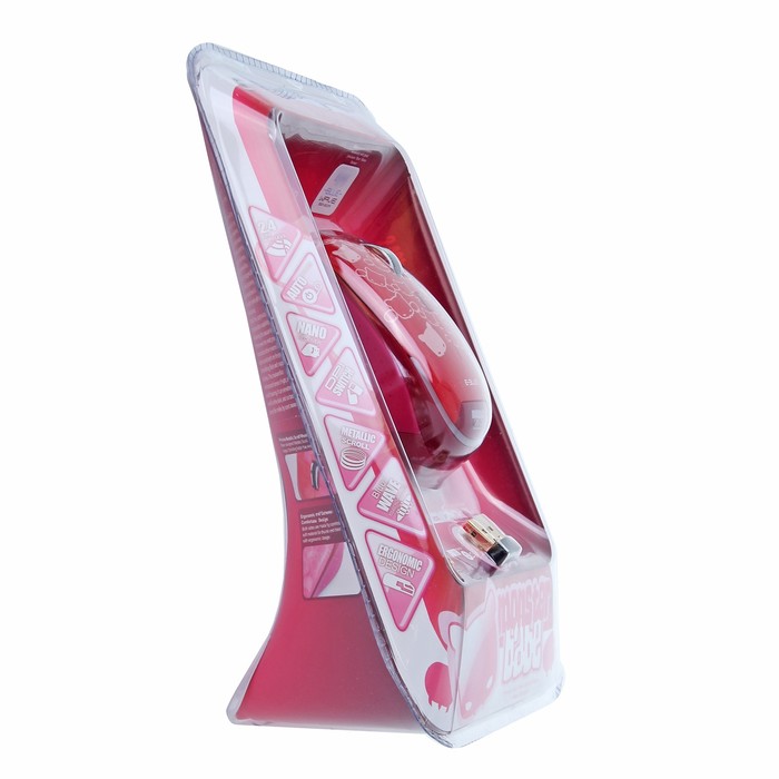 Мышь E-Blue Monster Babe Беспроводная, красная, Blue Wave сенсор, 800/1480 DPI, 6кн, USB