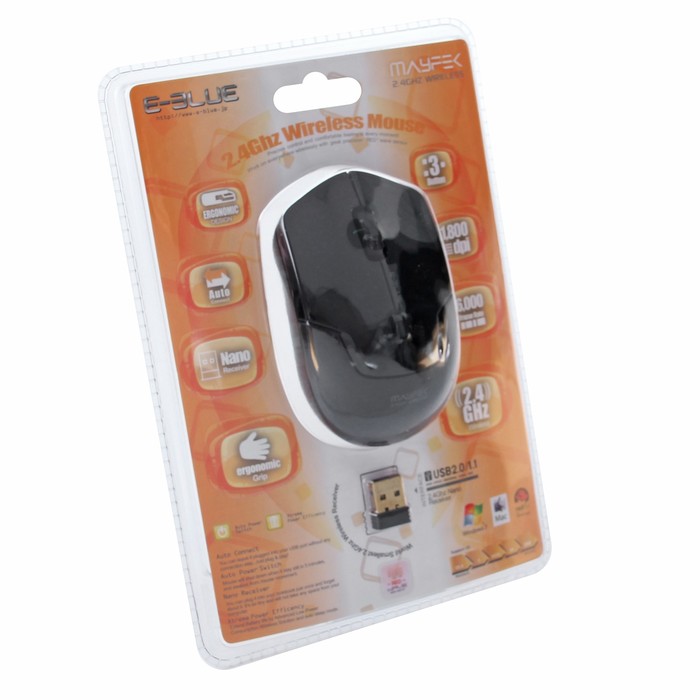 Мышь E-Blue MAYFEK Беспроводная, черная, Red сенсор, 1800 DPI, USB (EMS119BK)