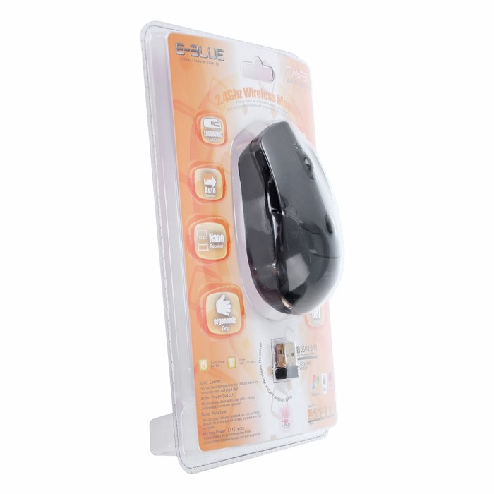 Мышь E-Blue MAYFEK Беспроводная, черная, Red сенсор, 1800 DPI, USB (EMS119BK)