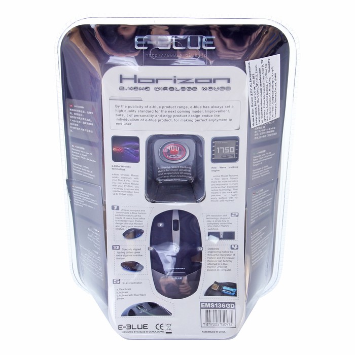 Мышь E-Blue Horizon Беспроводная, ультратонкая, светло-коричневая, 1600 DPI, 2*AAA, USB, 6кн