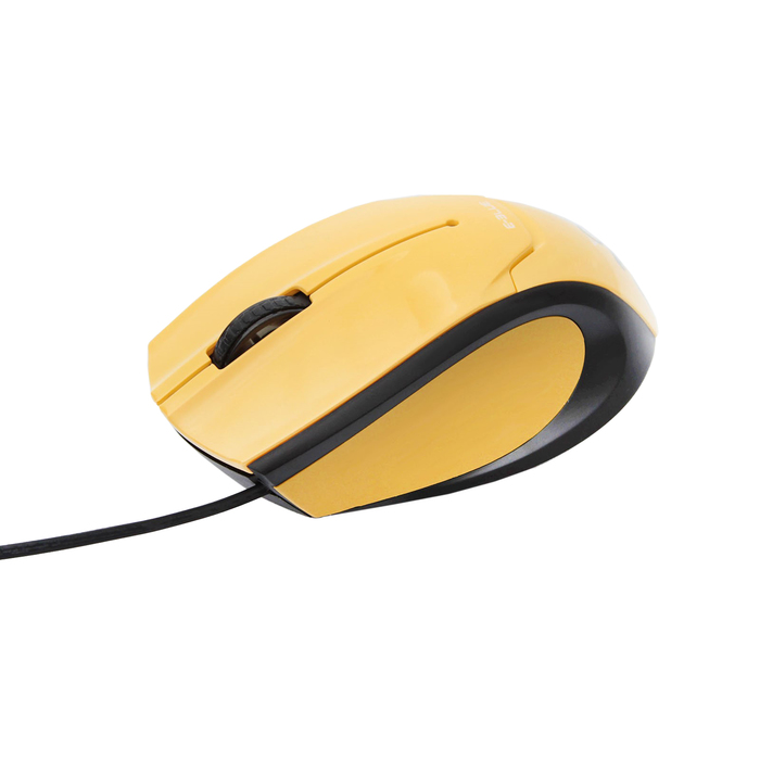 Мышь E-Blue Extency Проводная, желтая, скручивающийся кабель, УФ покрытие, стиль спортивных