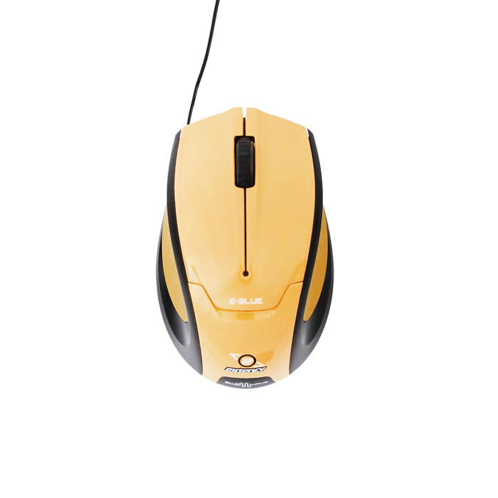 Мышь E-Blue Extency Проводная, желтая, скручивающийся кабель, УФ покрытие, стиль спортивных