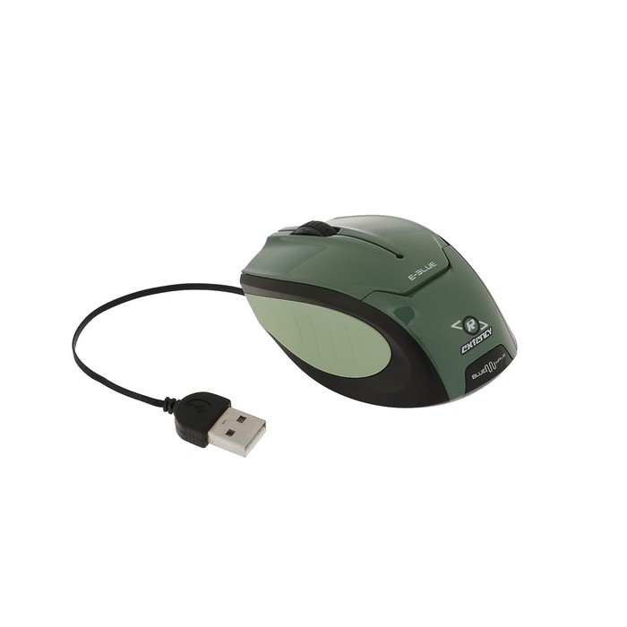 Мышь E-Blue Extency Проводная, черная, скручивающийся кабель, УФ покрытие, стиль спортивных