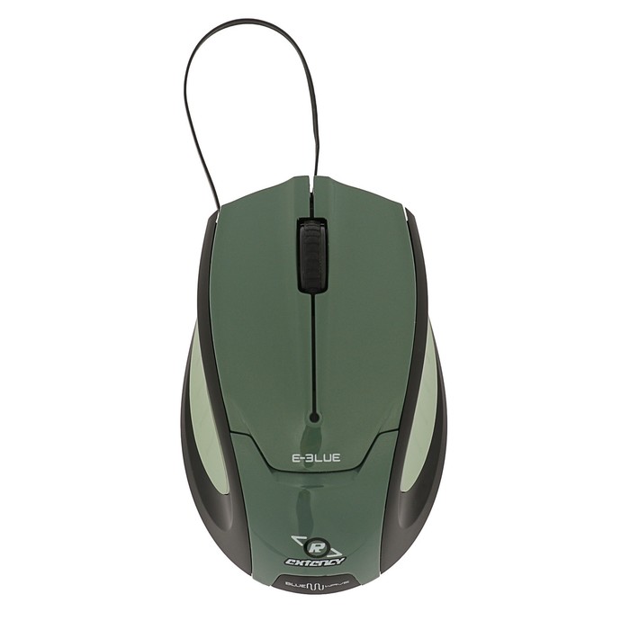 Мышь E-Blue Extency Проводная, черная, скручивающийся кабель, УФ покрытие, стиль спортивных