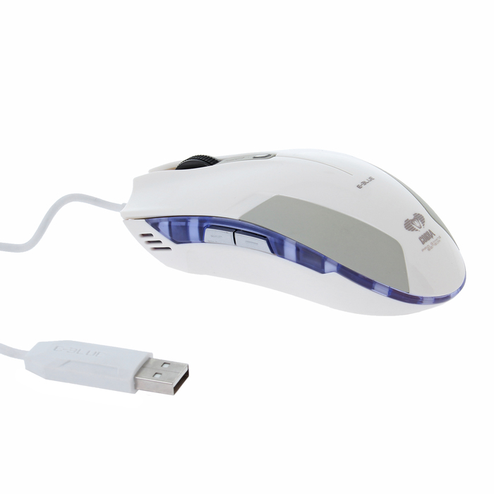 Мышь E-Blue Cobra Проводная, белая, игровая, 600/1200/1800/2400 DPI, 5кн, USB (EMS108WH)
