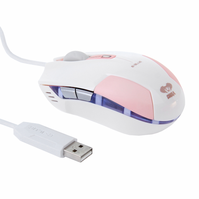 Мышь E-Blue Cobra Type.S Проводная, розовая, игровая, 400/800/1620 DPI, 6кн, USB