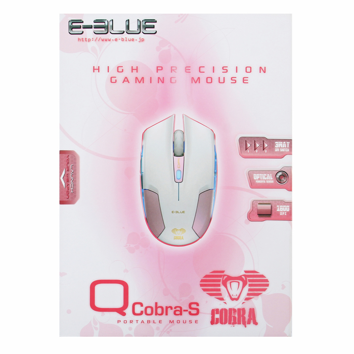 Мышь E-Blue Cobra Type.S Проводная, розовая, игровая, 400/800/1620 DPI, 6кн, USB