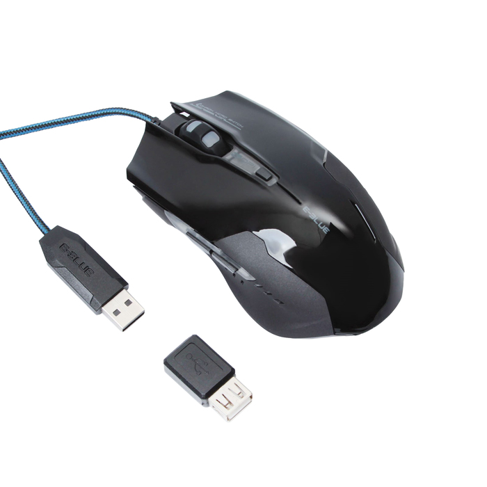 Мышь E-Blue Auroza Type-G Проводная, черная, игровая, 500/1000/2000/3000 DPI, USB, 6кн