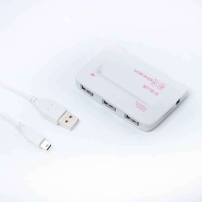 Картридер + хаб E-Blue Extender красный, (Чтение карт форматов: SD, MS, M2, T-flash