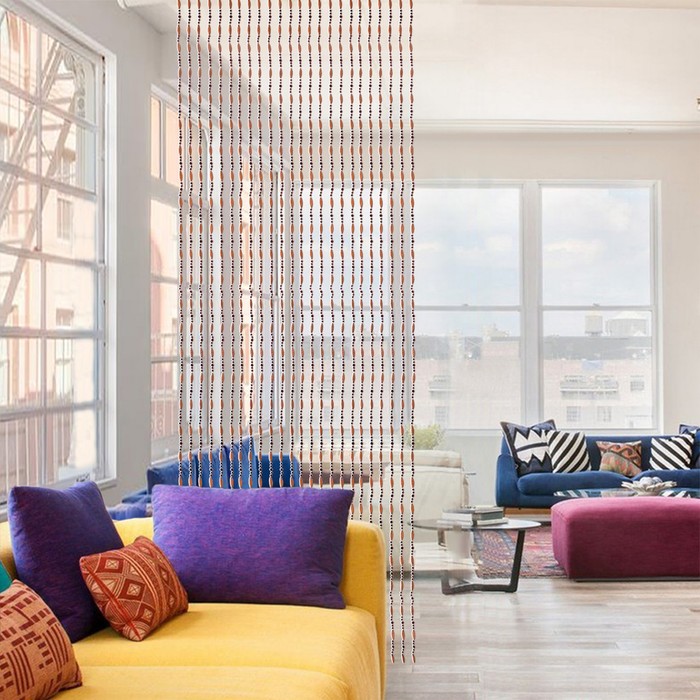 Занавеска пластик 90х175 см "Кофейные капли" 24 нити, цвет коричневый