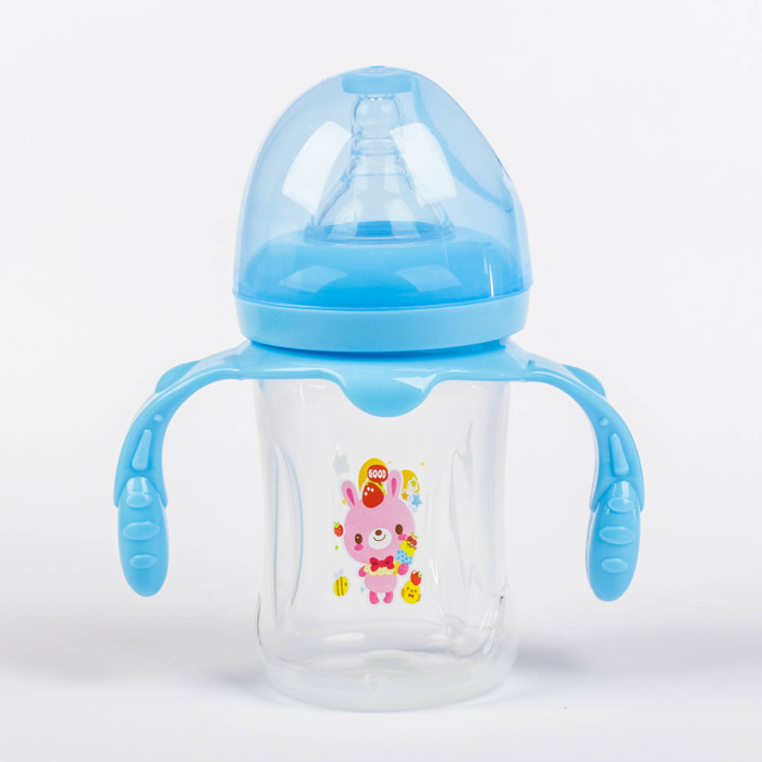 Бутылочка для кормления с ручками, 210 мл, от 0 мес., цвет голубой