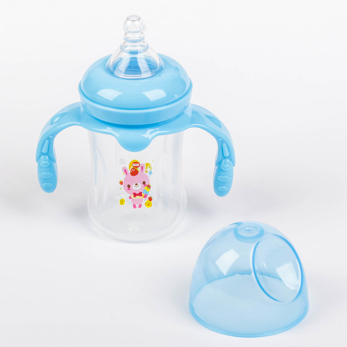 Бутылочка для кормления с ручками, 210 мл, от 0 мес., цвет голубой