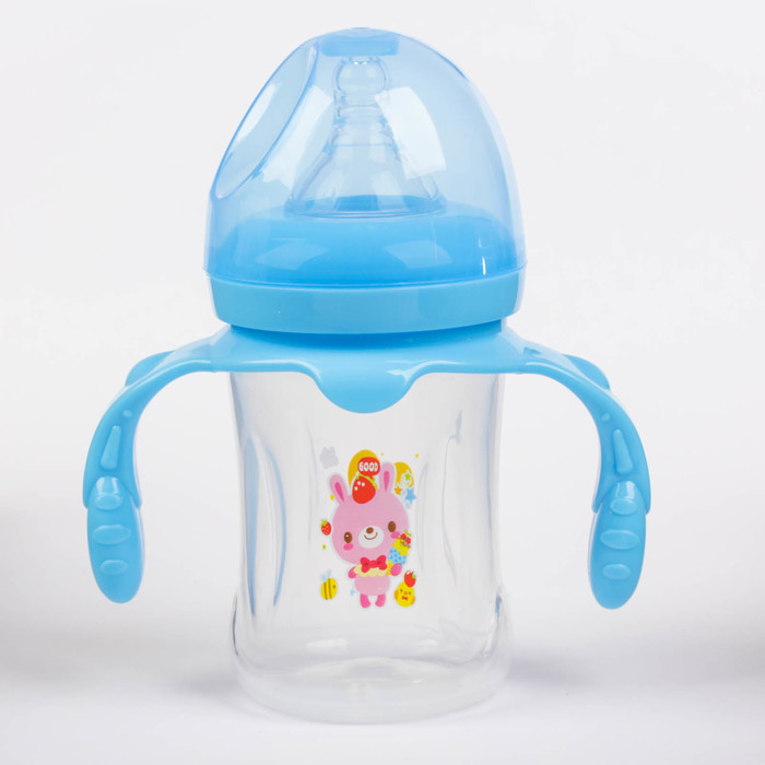 Бутылочка для кормления с ручками, 210 мл, от 0 мес., цвет голубой