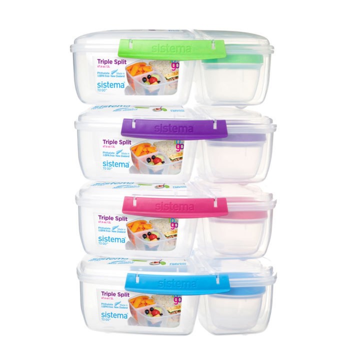 Контейнер с баночкой Sistema, 3-х секционный, 2л