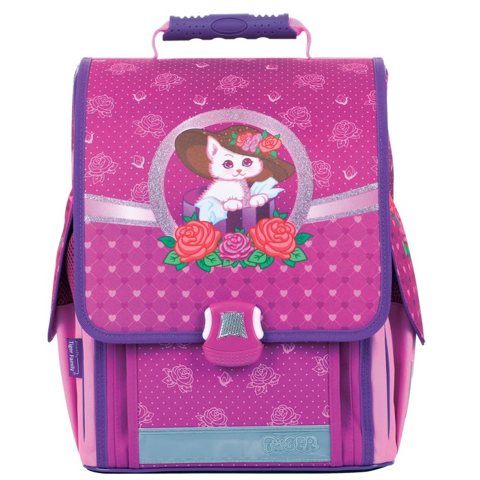 Ранец на замке TIGER FAMILY 36*32*19 см, 14л, дев., "Кошка и розы" 1734D